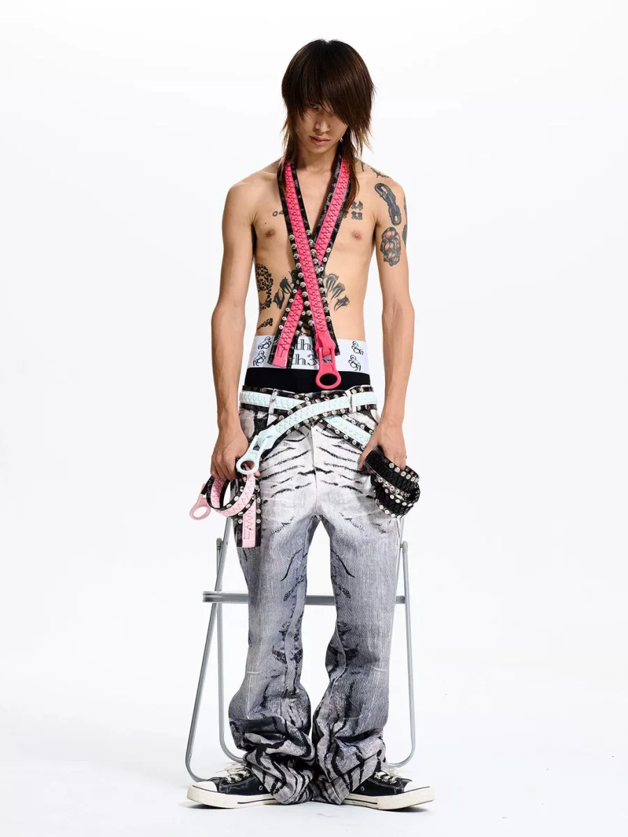 Fourth3ex | Oversized Zipper Design Studded Belt - 2