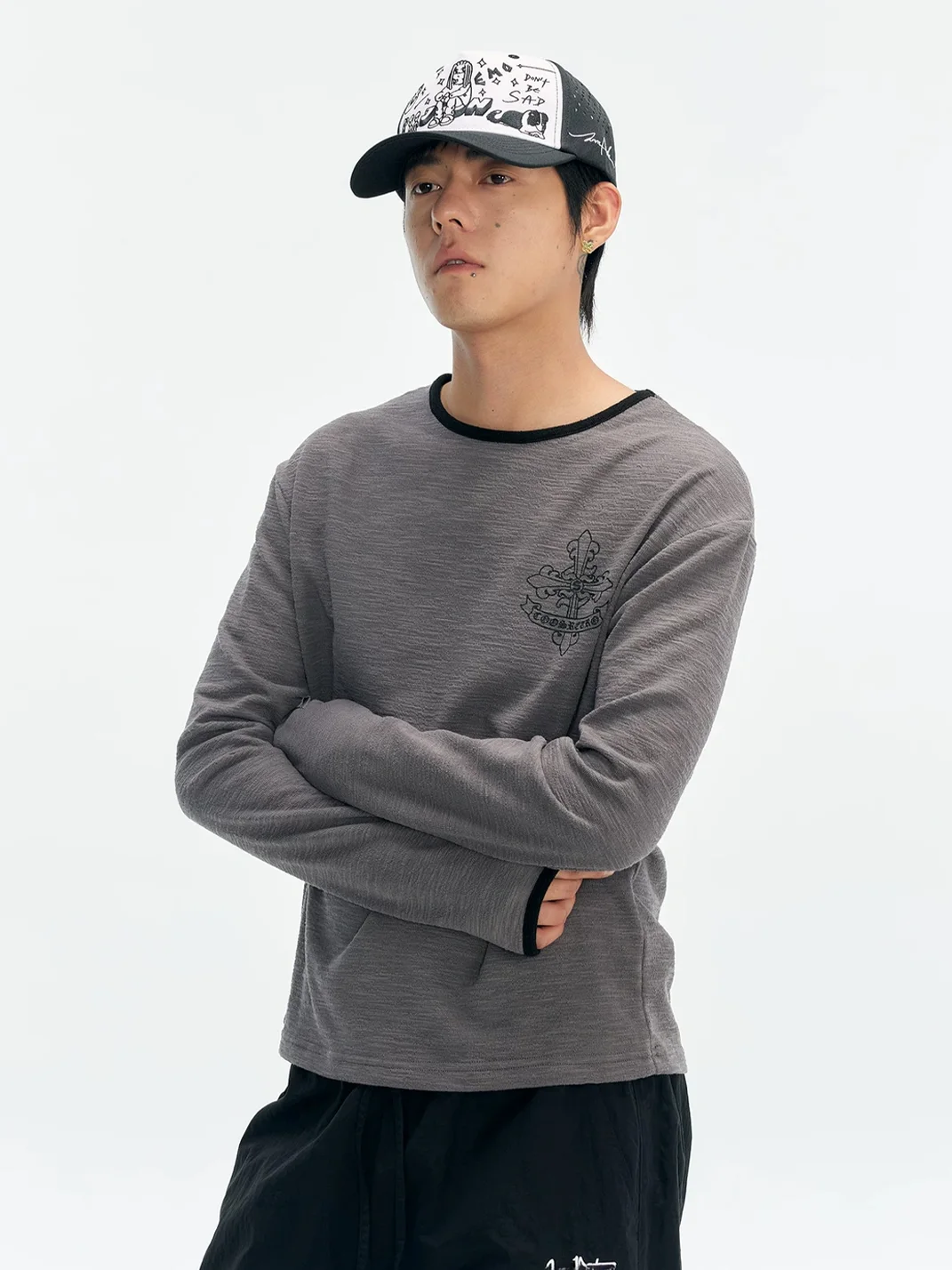 CoosRetro | Relaxed Cross Sanskrit Print Long Sleeve T-Shirt