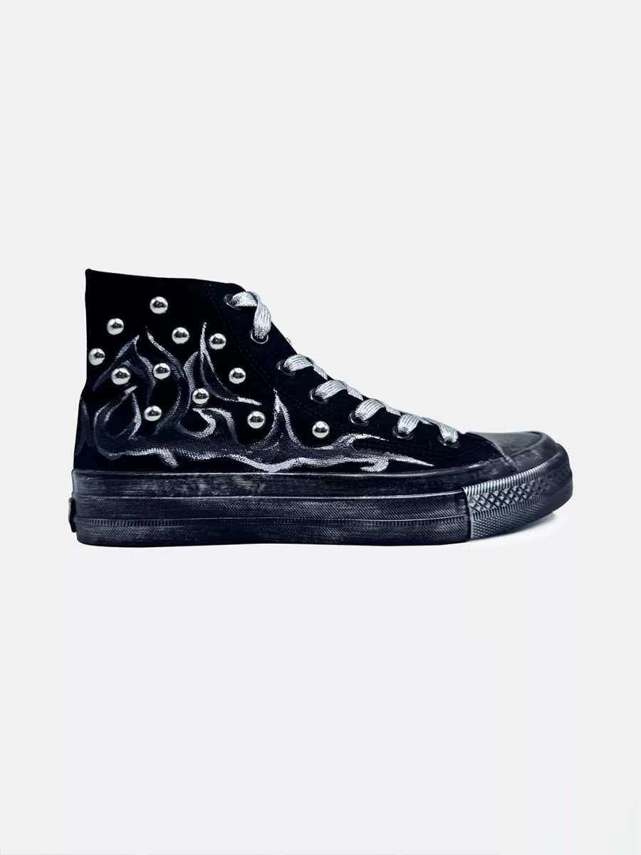 Savage Growth | Black High-Top Canvas Sneakers - 3