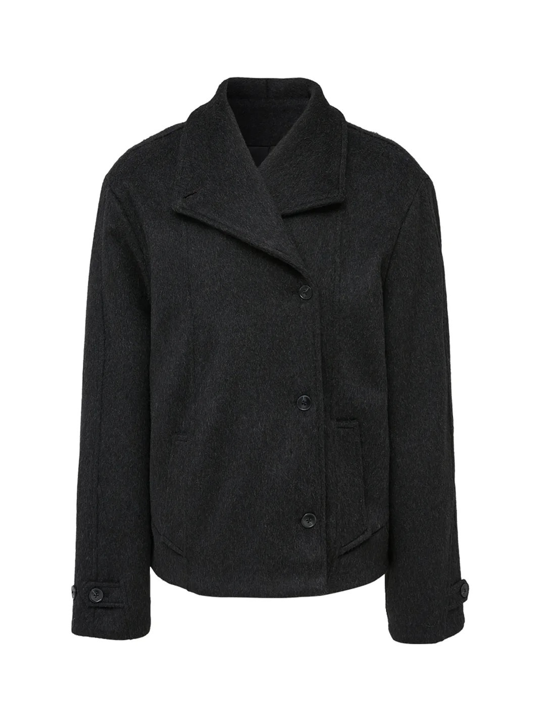 TAICHIISM | Short Relaxed Wool-Blend Convertible Collar Jacket