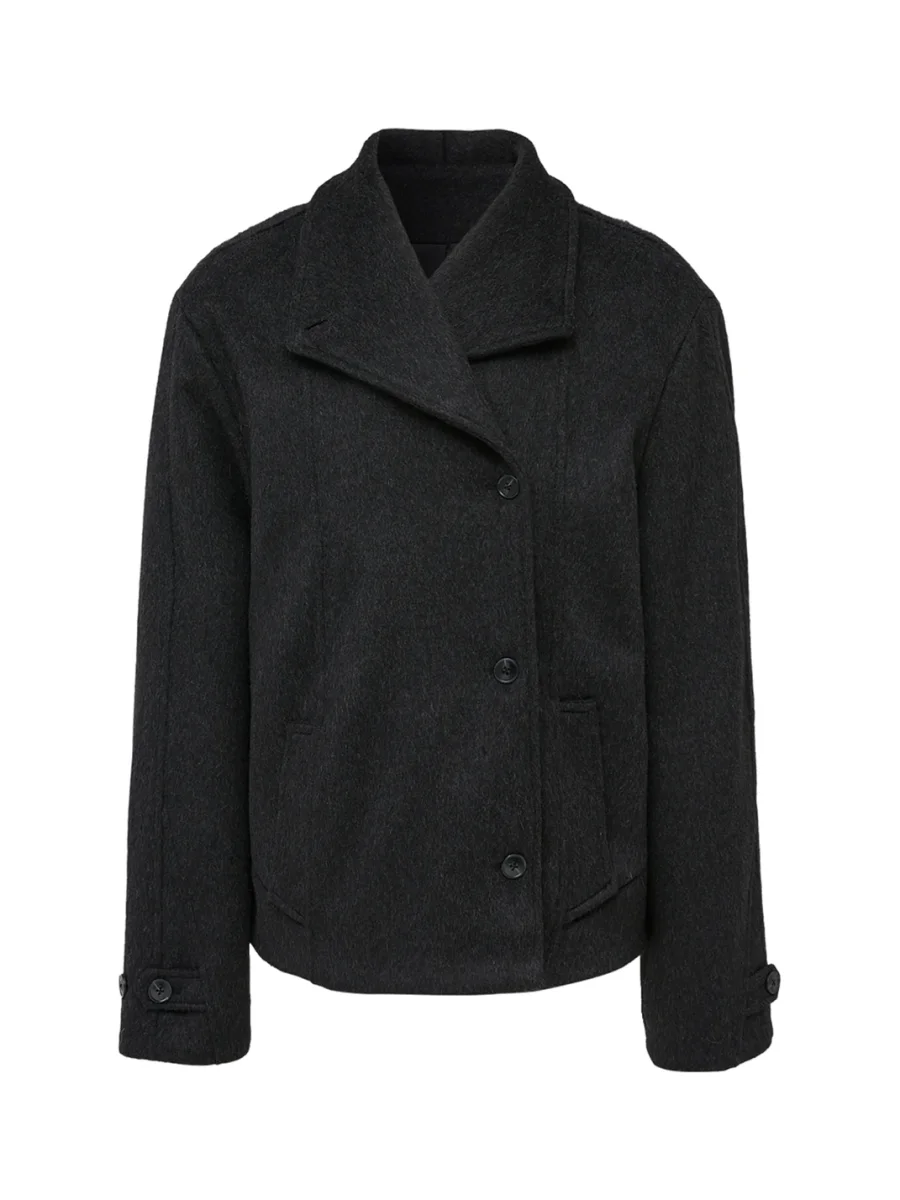 TAICHIISM | Short Relaxed Wool-Blend Convertible Collar Jacket - 4