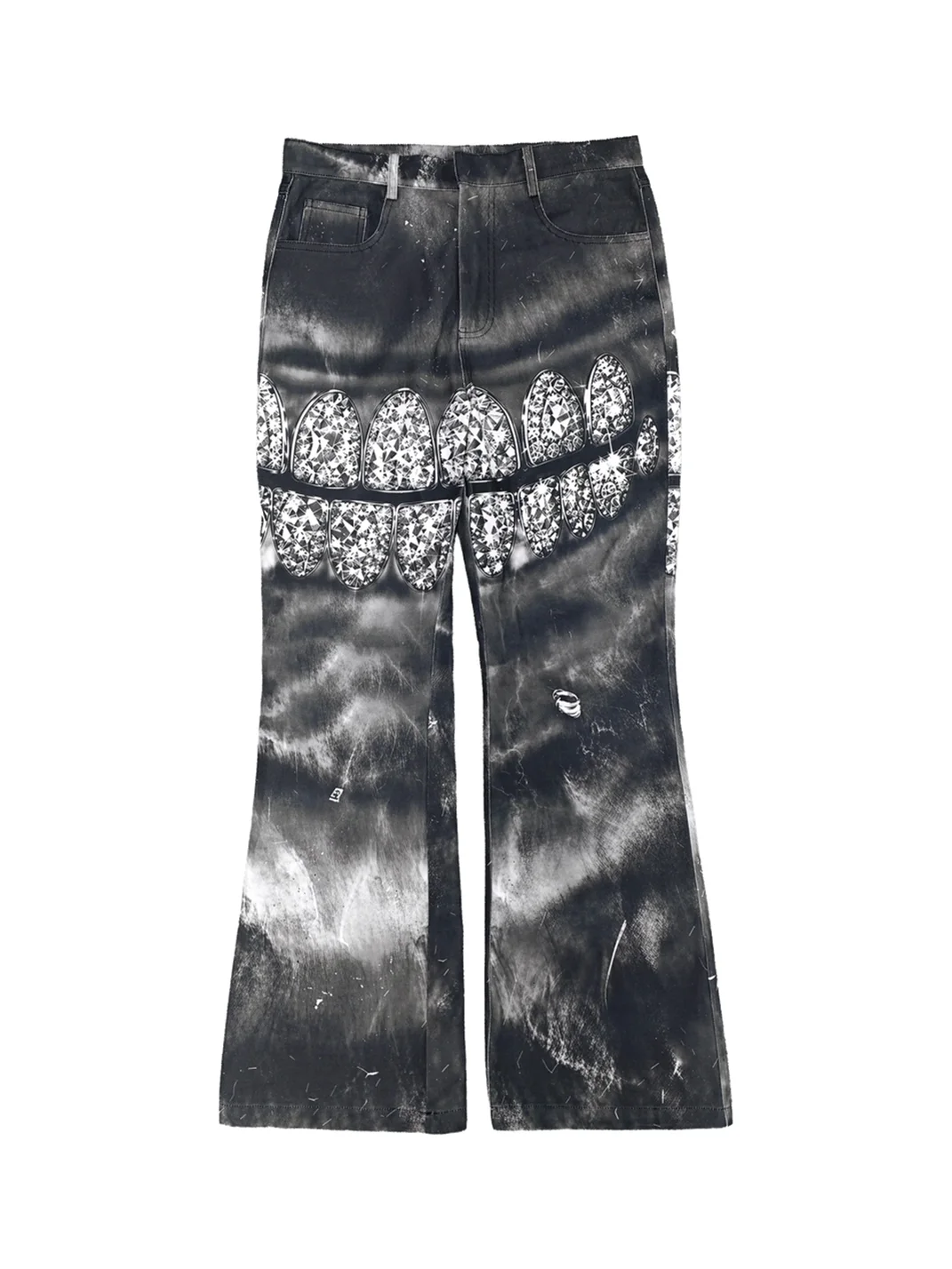 Fourth3ex | Tooth Print Slightly Flared Jeans