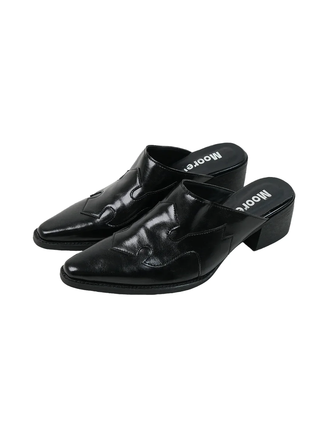 Mooreyu | Retro Pointed Toe Block Heel Slip-On Mules
