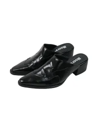 Mooreyu | Retro Pointed Toe Block Heel Slip-On Mules