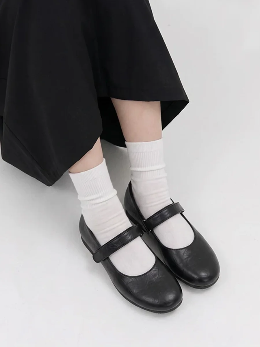 Mule Donkey | Round Toe Textured Mary Jane Flats - 2