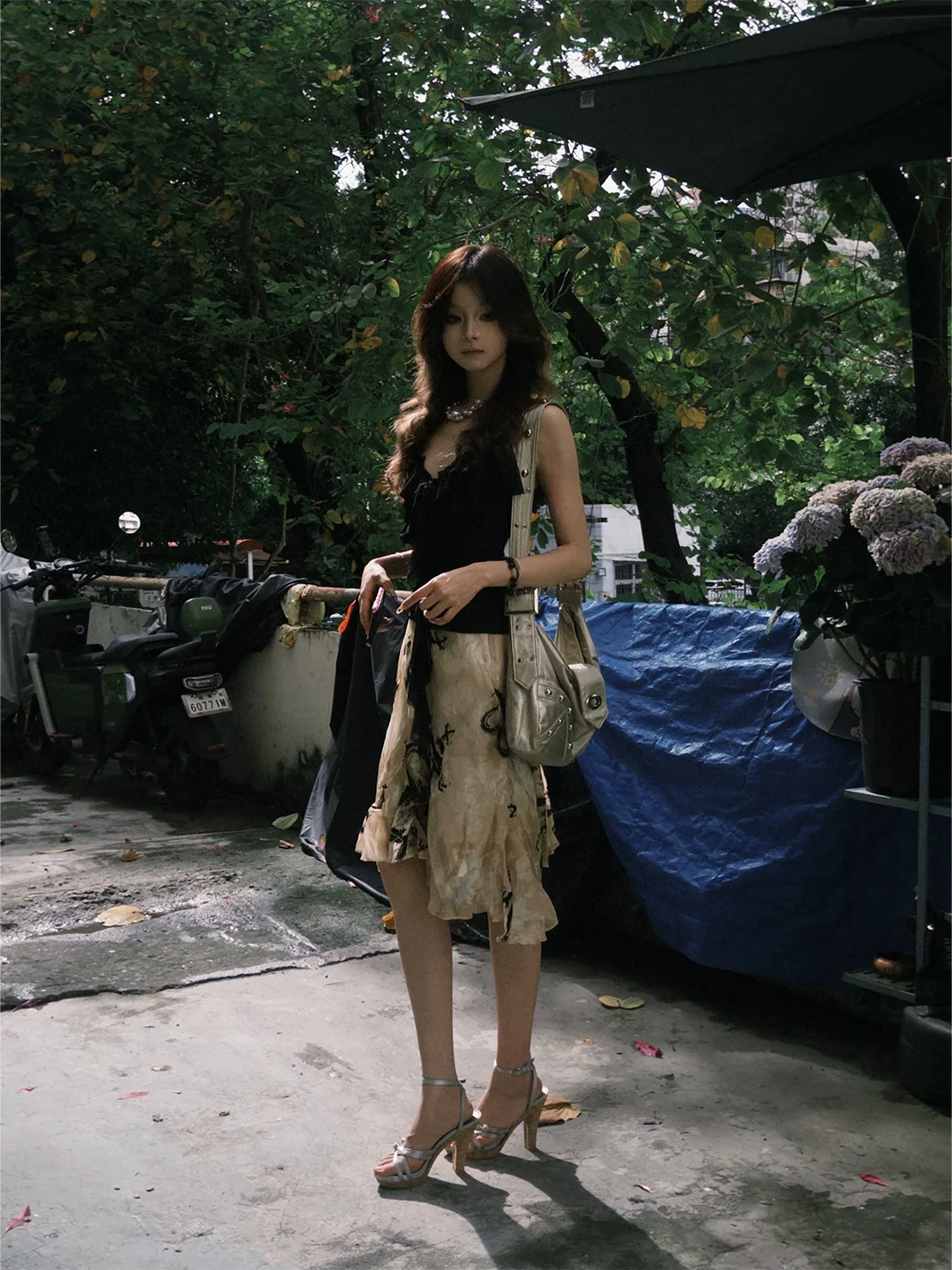 Chipchipshop | Dragon Print Full Chiffon Skirt