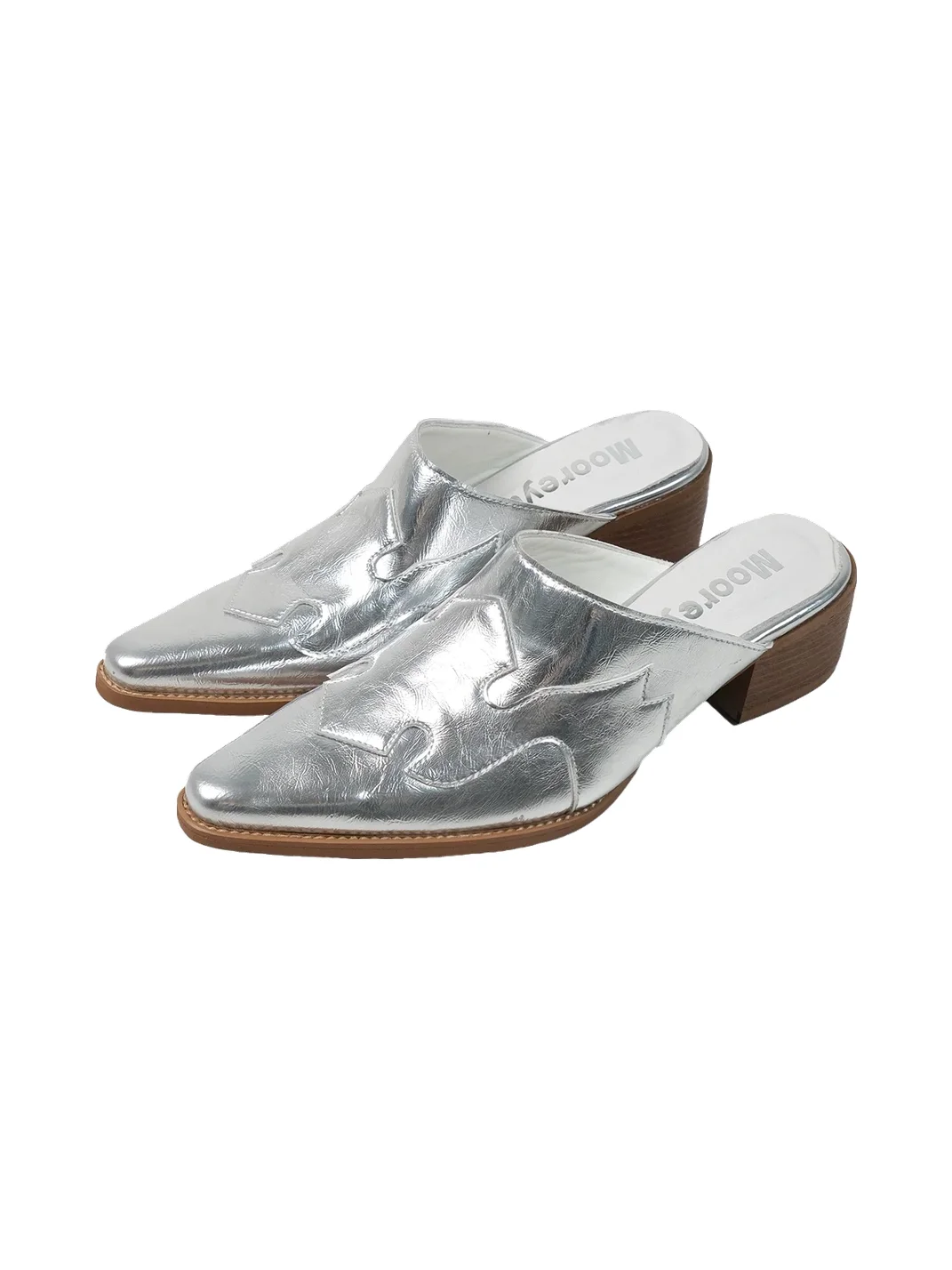 Mooreyu | Retro Pointed Toe Block Heel Slip-On Mules