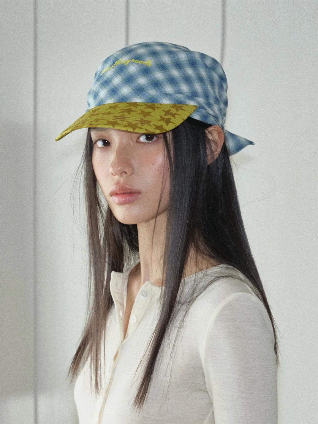 Something needs | Plaid Patchwork Tie-Back Baseball Cap