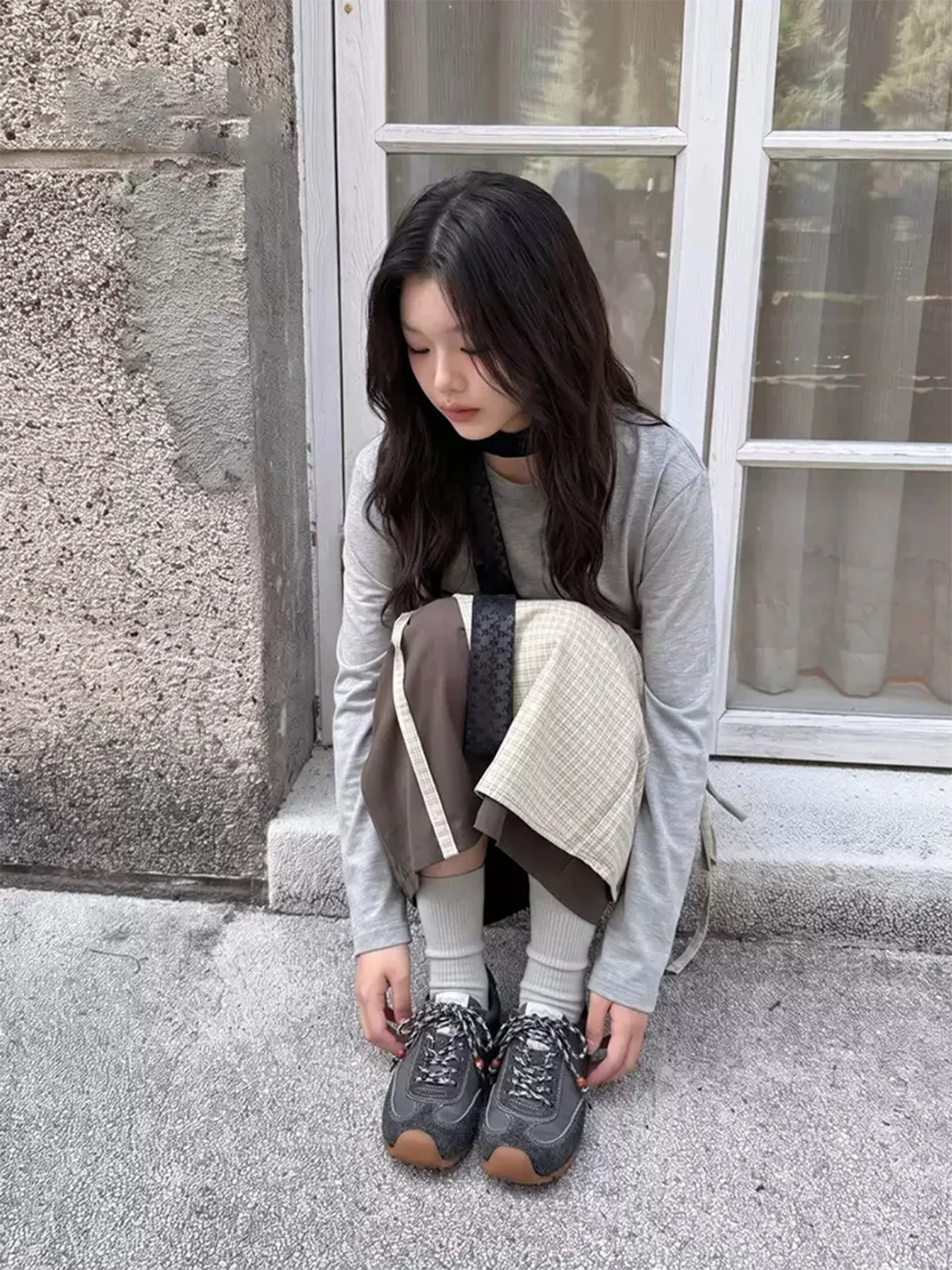 Mule Donkey | Gray Retro Colorblock Lace-Up Platform Sneakers