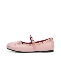 EBLAN | Studded Bow Mary Jane Ballet Flats