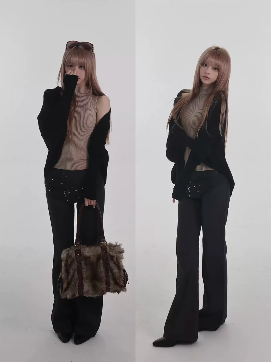 Bae bi | Batwing Sleeve Clasp Front Knit Cardigan