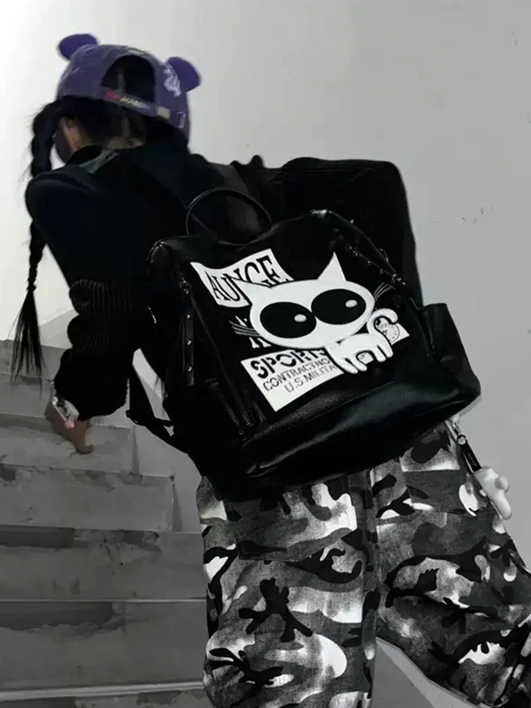 Hottie | Cat Graphic Lettering Backpack