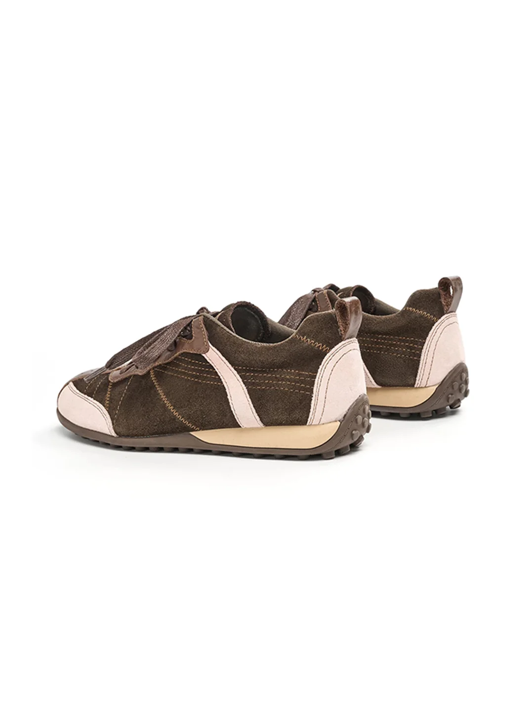 EBLAN | Colorblock Leather Thick-Sole Retro Trainers