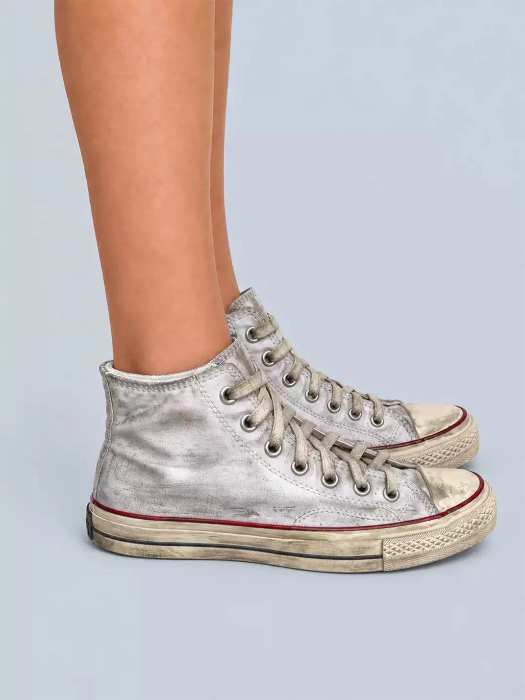 Rs by RebelSeed | Hand-Painted Distressed White High-Top Canvas Sneakers