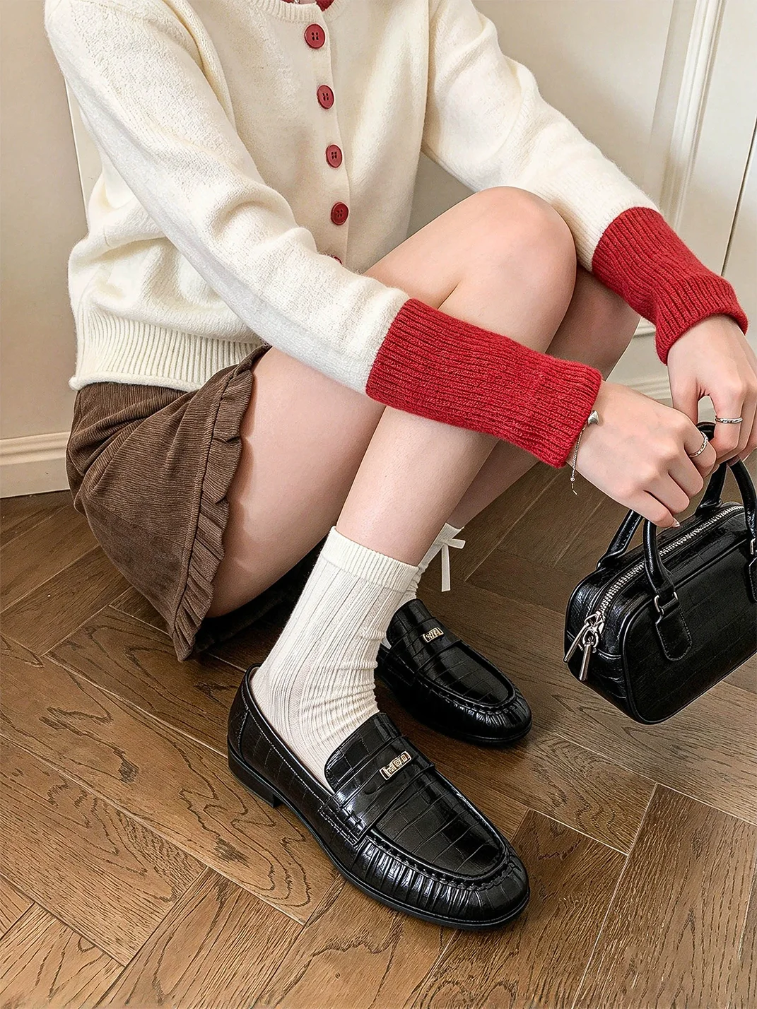 RONGRONG BABY | Eel-Textured Chunky-Heel Slip-On Loafers