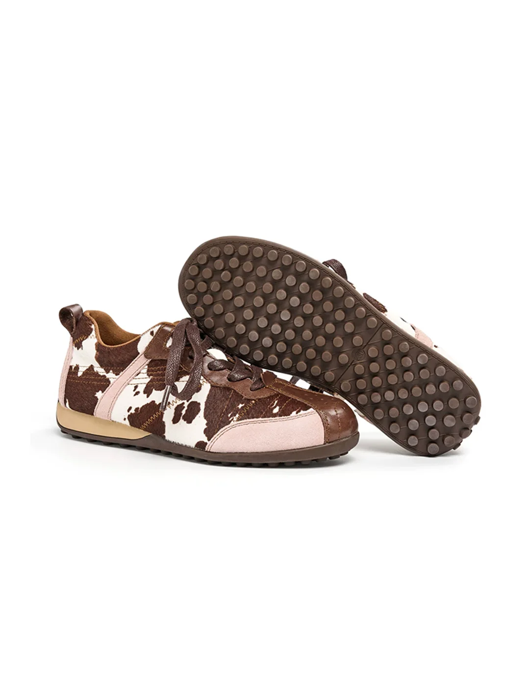EBLAN | Colorblock Leather Thick-Sole Retro Trainers