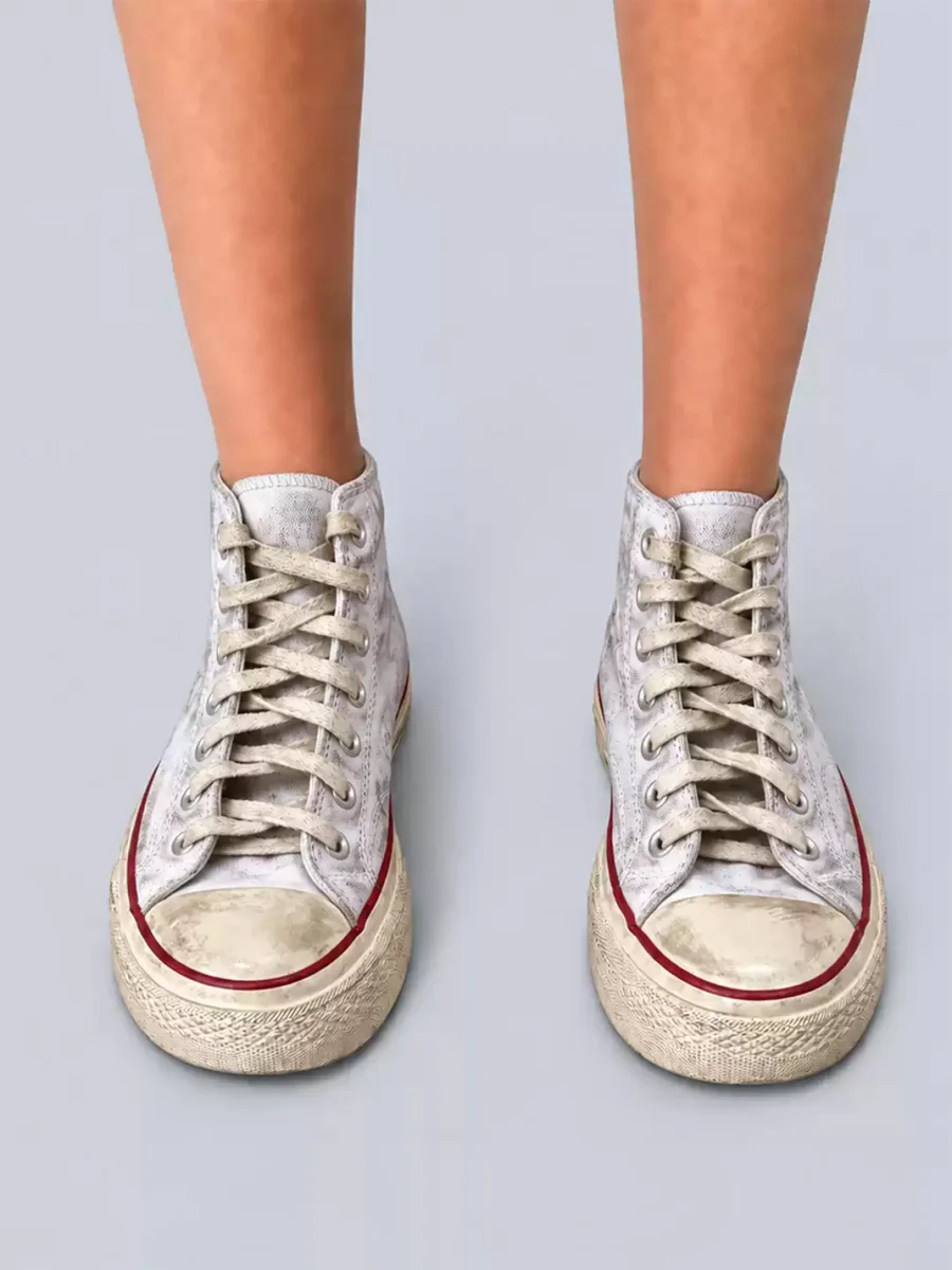 Rs by RebelSeed | Hand-Painted Distressed White High-Top Canvas Sneakers - 3