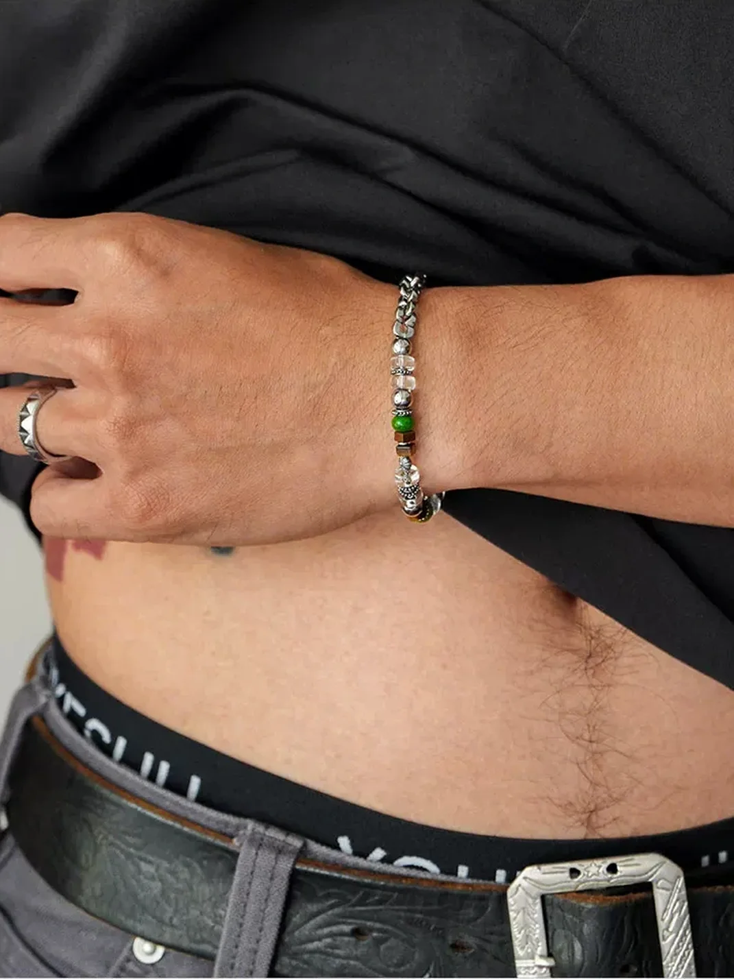 1sman | Minimalist Clear Crystal Beaded Bracelet