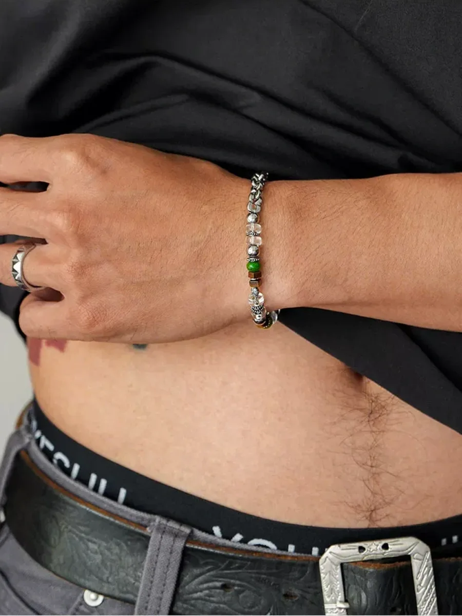 1sman | Minimalist Clear Crystal Beaded Bracelet - 3