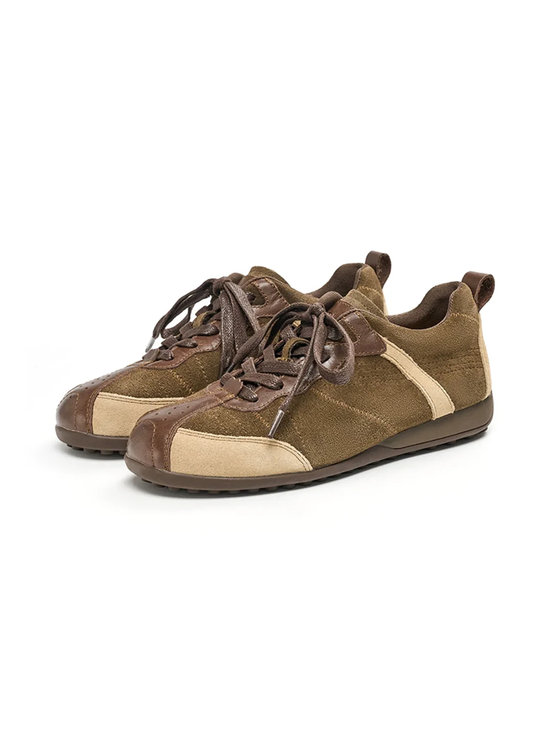 EBLAN | Colorblock Leather Thick-Sole Retro Trainers