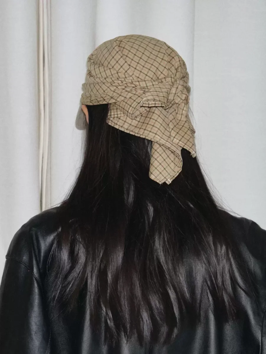 Something needs | Plaid Patchwork Tie-Back Baseball Cap - 3