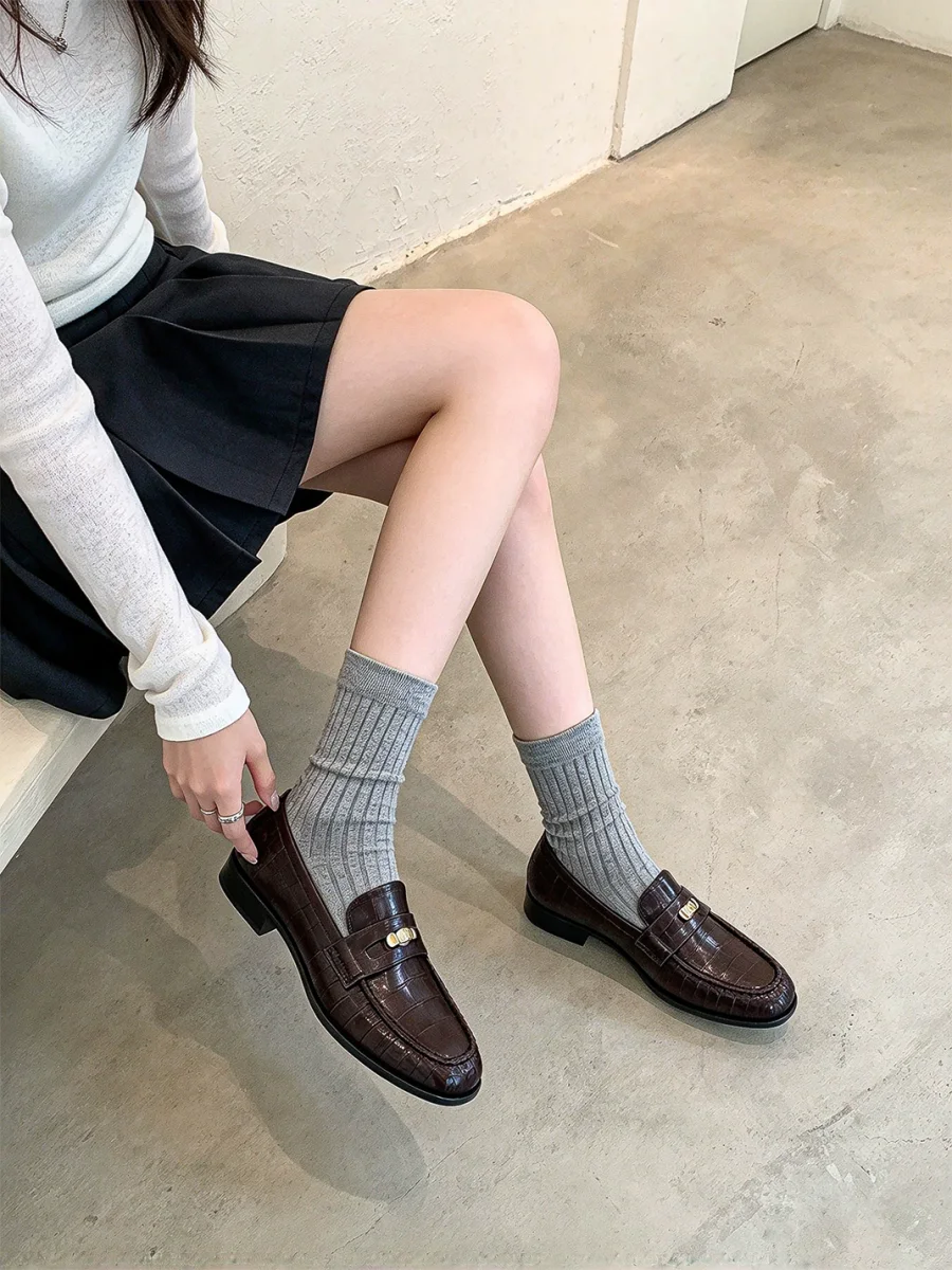 RONGRONG BABY | Eel-Textured Chunky-Heel Slip-On Loafers - 3