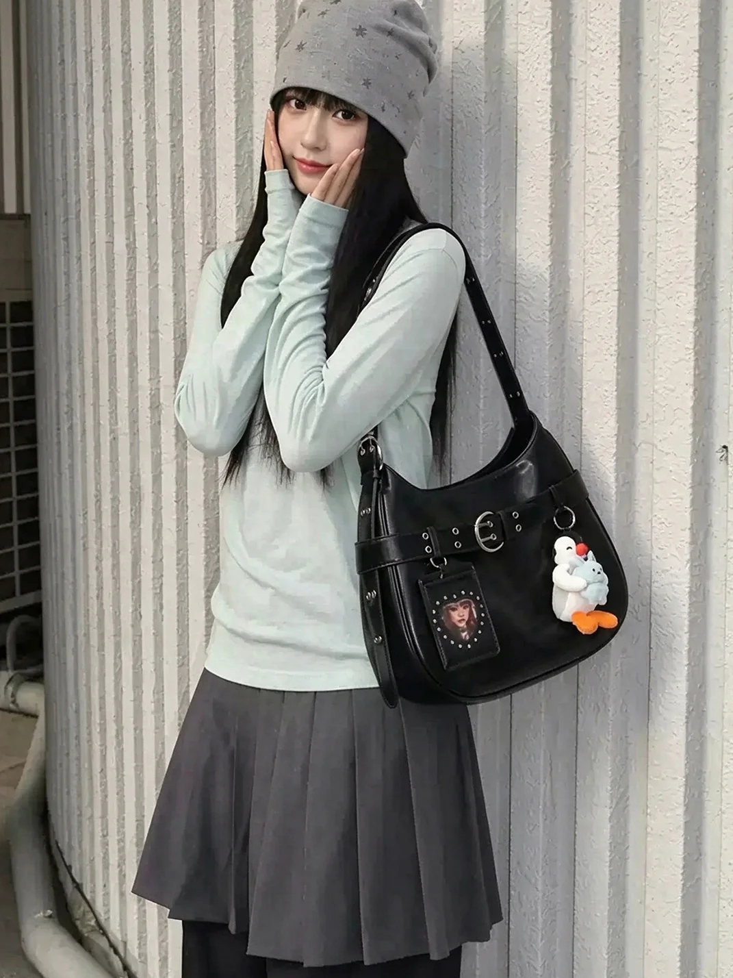 Mule Donkey | Black Biker Crossbody Shoulder Bag