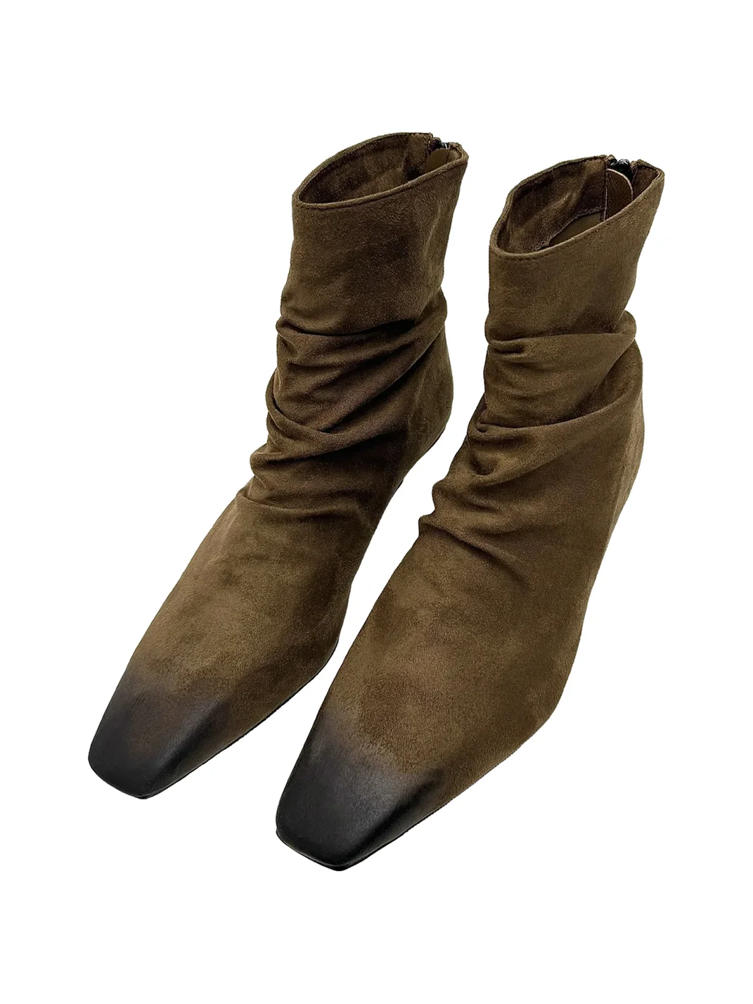 Abstract garden | Square-Toe Suede Slouch Wedge Ankle Boots