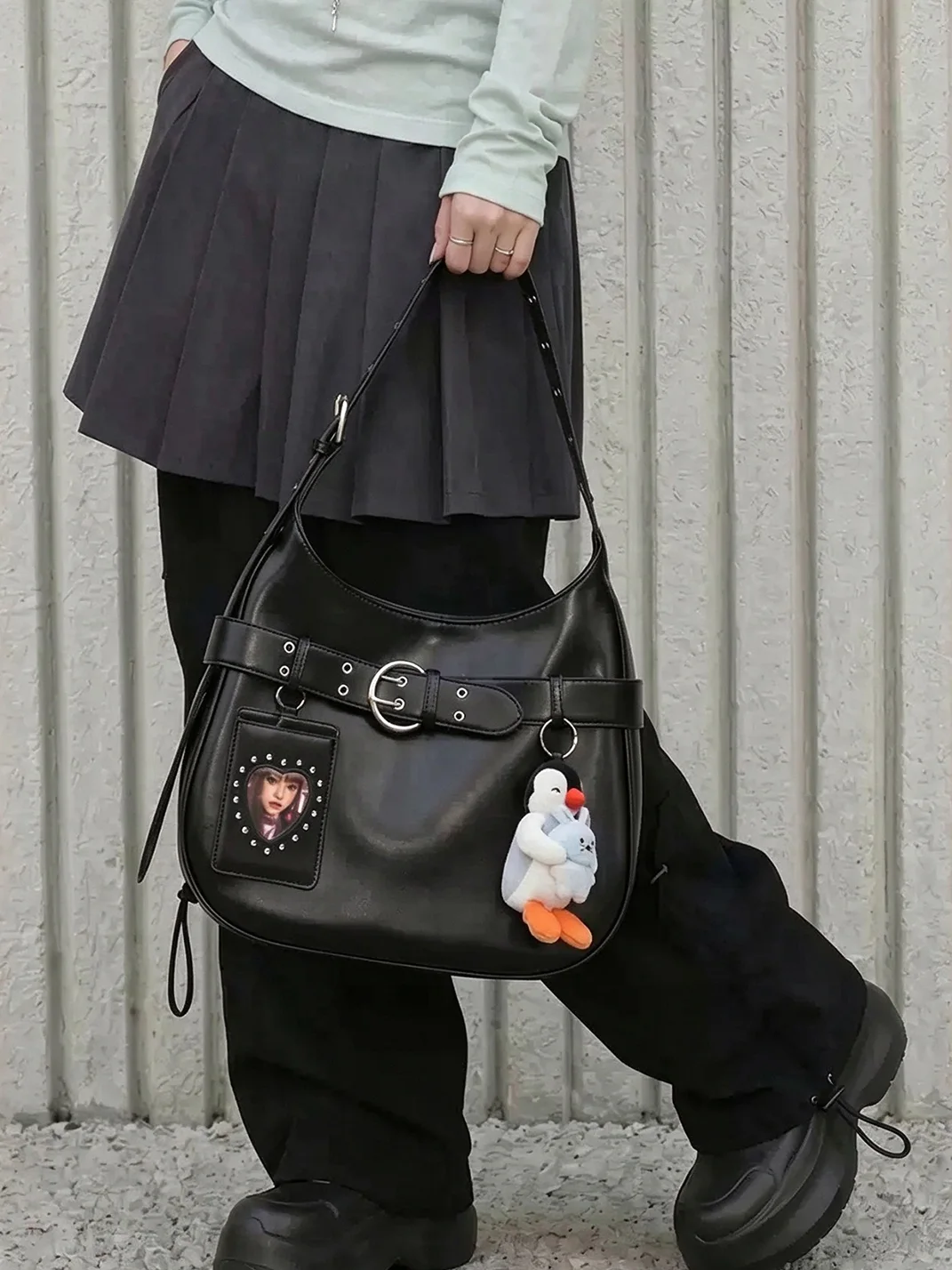 Mule Donkey | Black Biker Crossbody Shoulder Bag