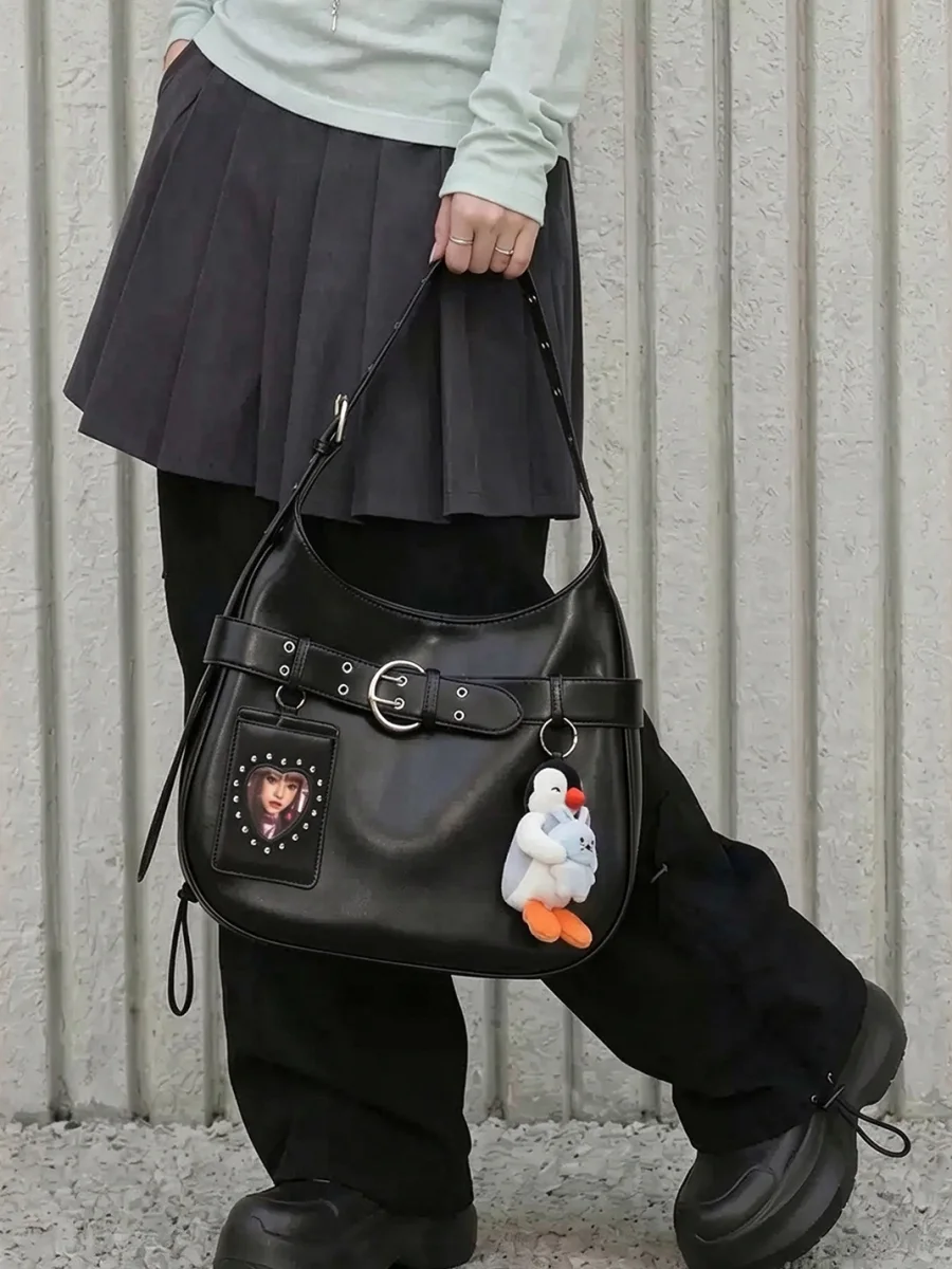 Mule Donkey | Black Biker Crossbody Shoulder Bag - 2