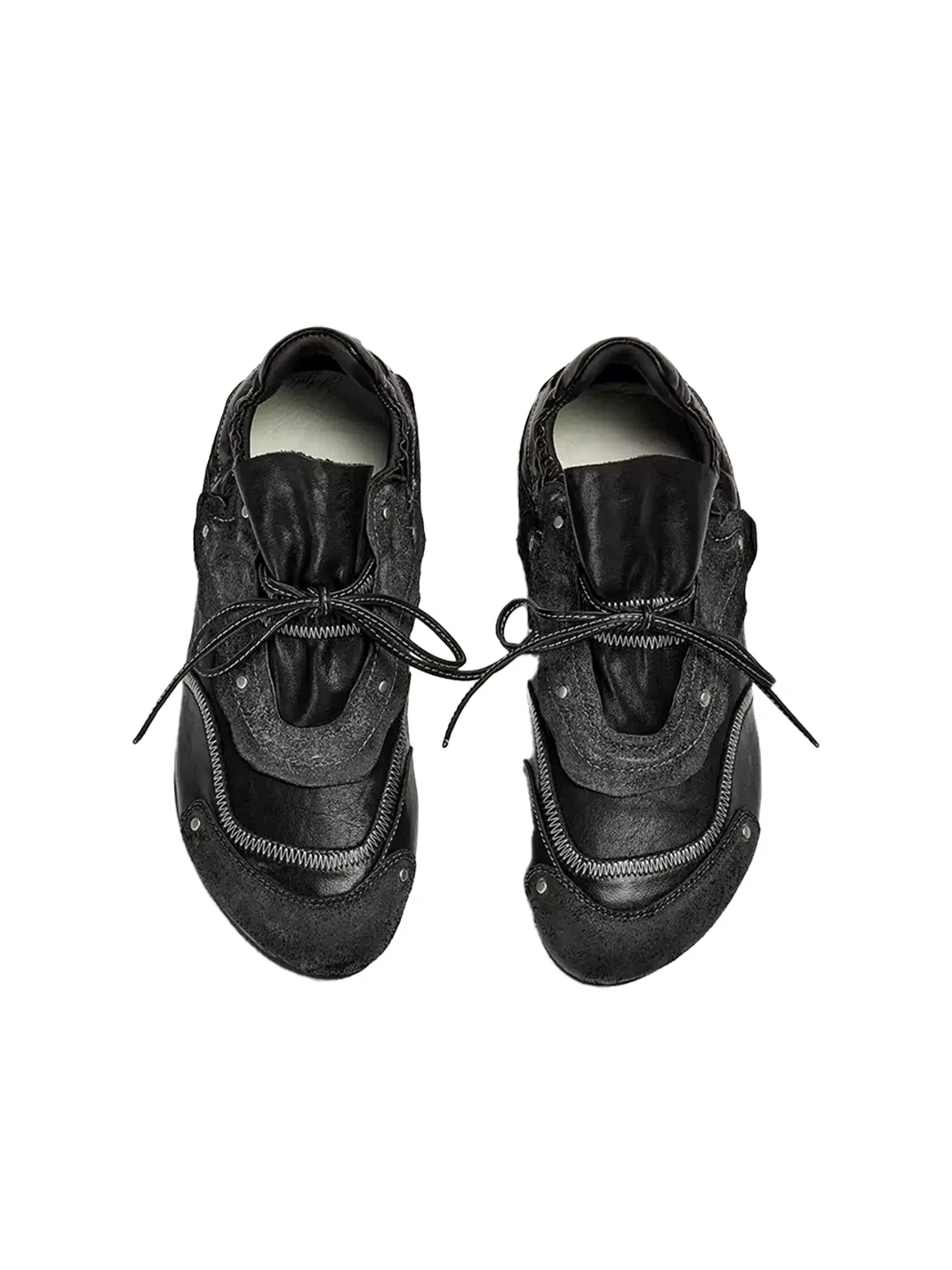 XMZY | Distressed Leather Patchwork Retro Training Sneakers