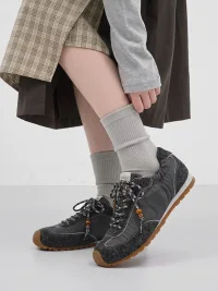 Mule Donkey | Gray Retro Colorblock Lace-Up Platform Sneakers
