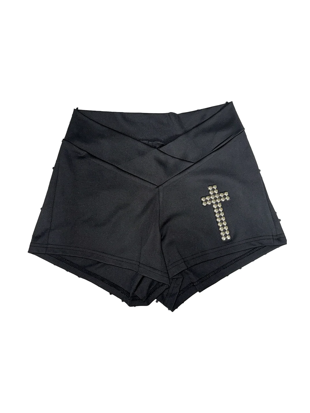 Y2ksIut | Cross Stud V-Waist Fitted Stretch Shorts