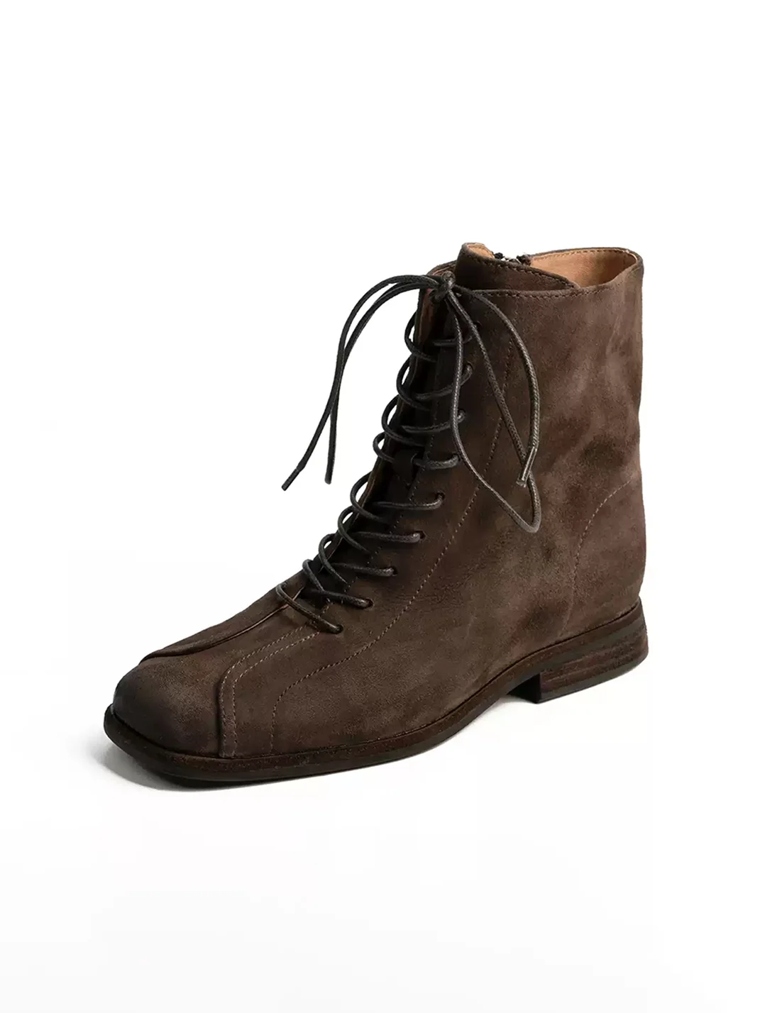 ZHUDAGE | Square-Toe Leather Ankle Boots
