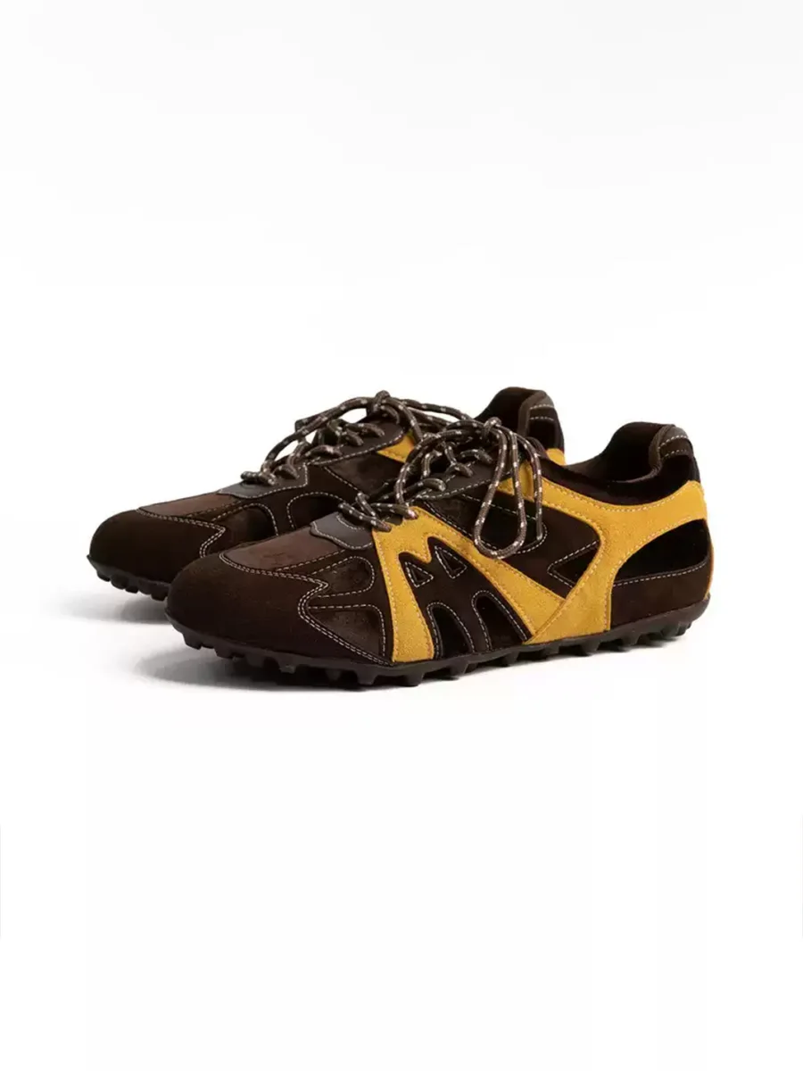 ZHUDAGE | Retro Leather Panel Sneakers - 2