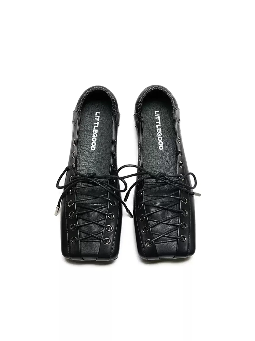 Littlegood | Square-Toe Lace-Up Shallow-Cut Flats