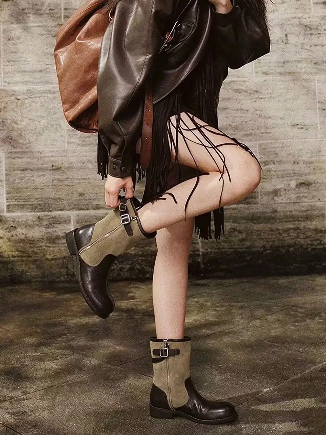 LMLStudio | Buckle Western Block Heel Boots