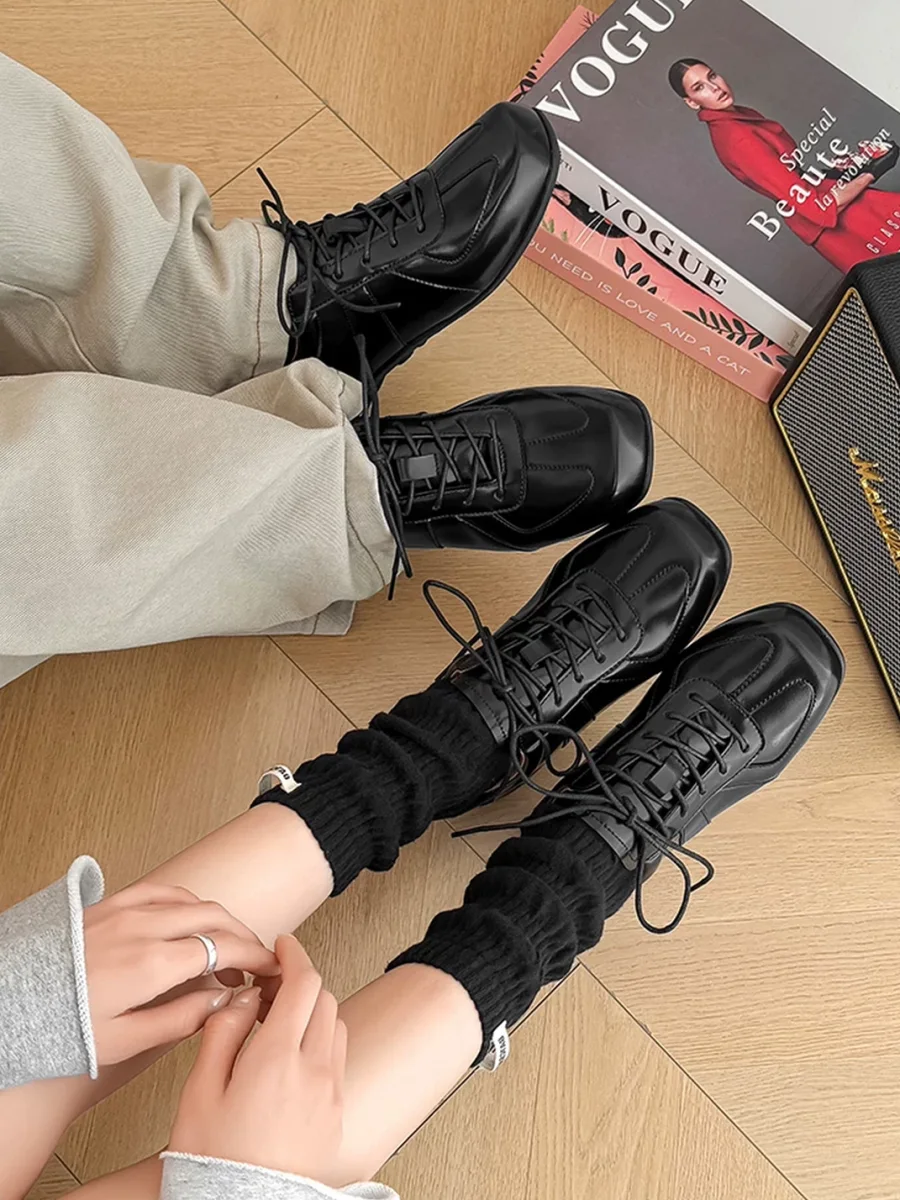 FGMM | Retro Square Toe Leather Derby Shoes - 4