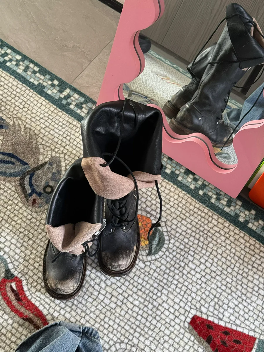 In lucky | Colorblock Lace-Up Short Riding Boots - 3