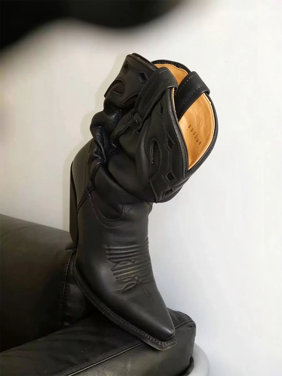 DLMNX | Embroidered Pointed-Toe High-Heel Western Ankle Boots - 2