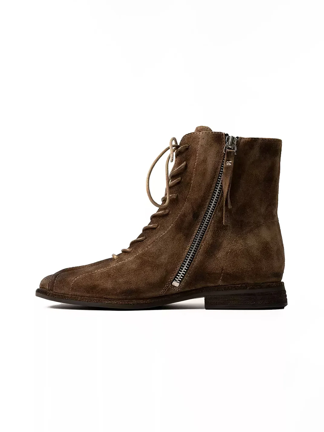 ZHUDAGE | Square-Toe Leather Ankle Boots