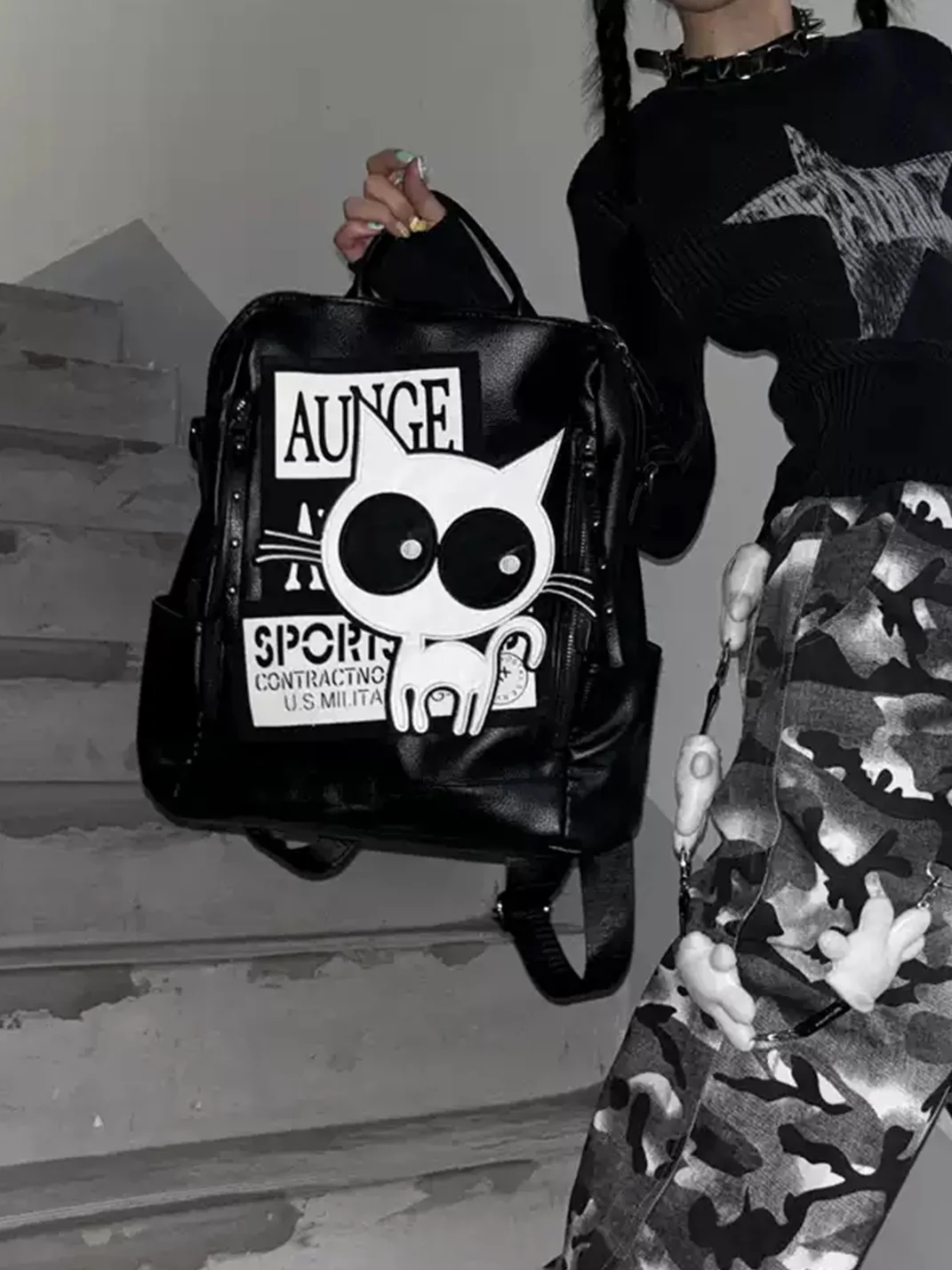 Hottie | Cat Graphic Lettering Backpack