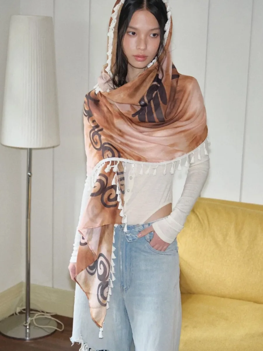 Something needs | Totem Tie-Dye Long Scarf Shawl - 4