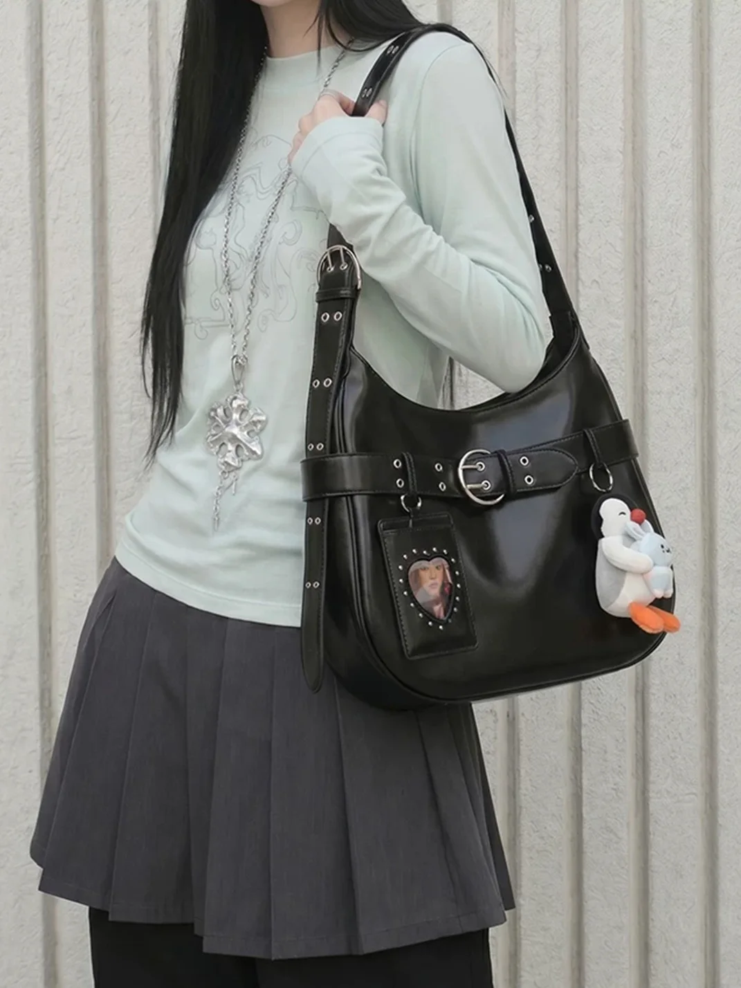 Mule Donkey | Black Biker Crossbody Shoulder Bag