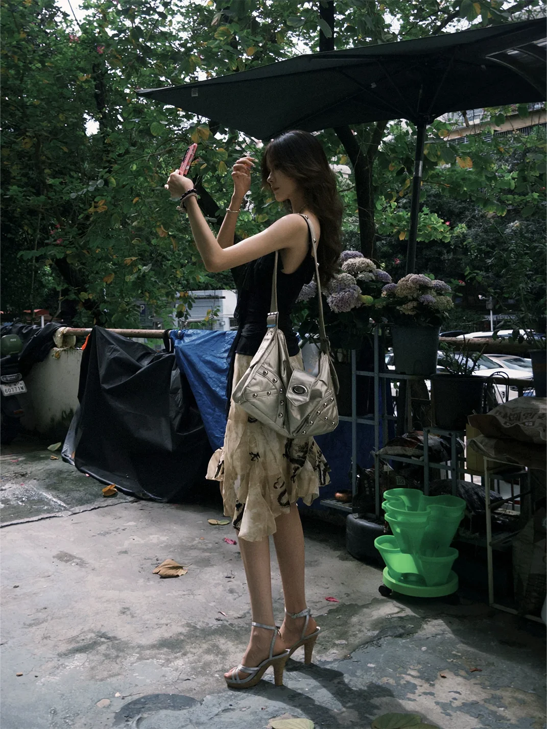 Chipchipshop | Dragon Print Full Chiffon Skirt