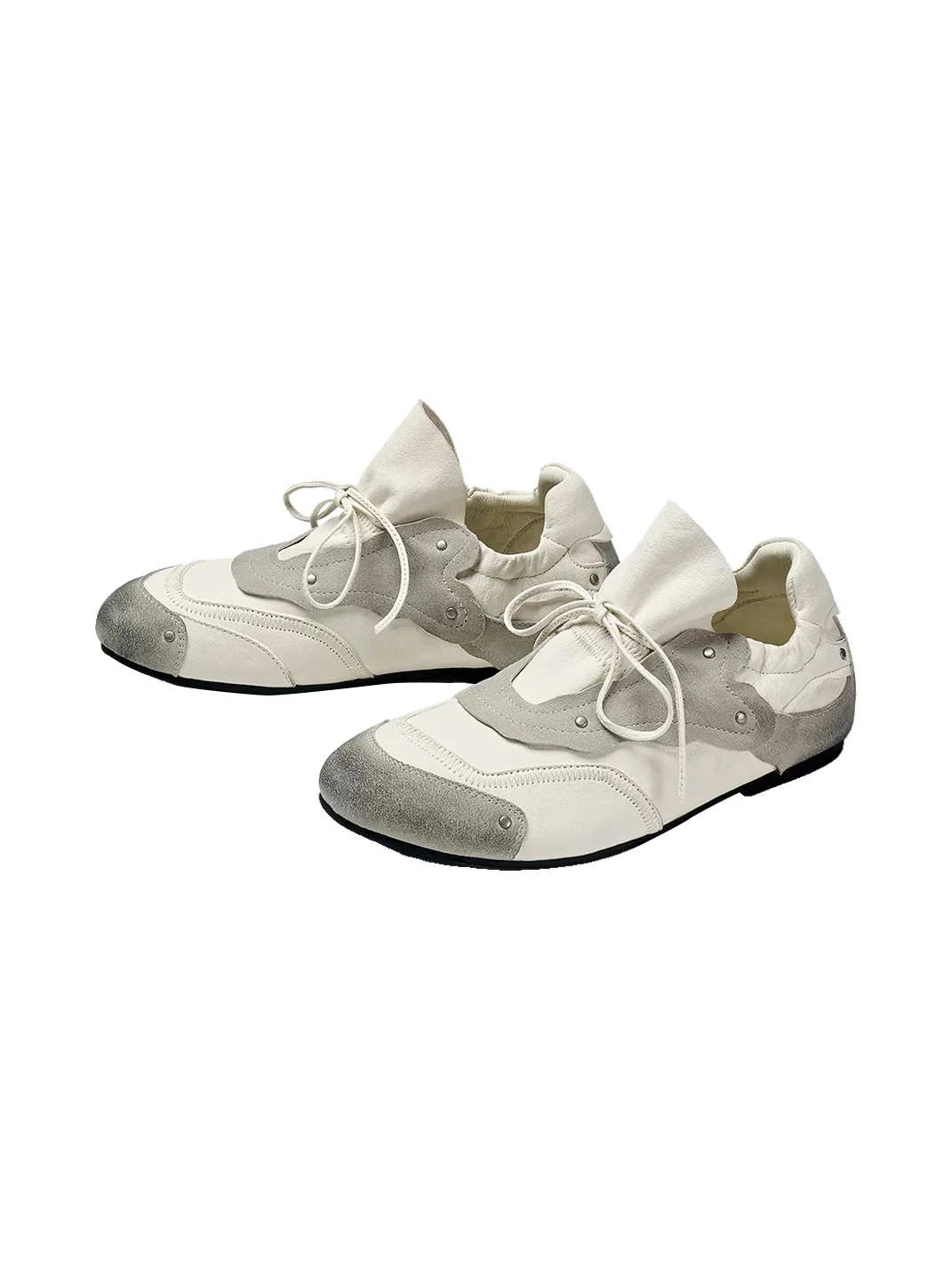 XMZY | Distressed Leather Patchwork Retro Training Sneakers
