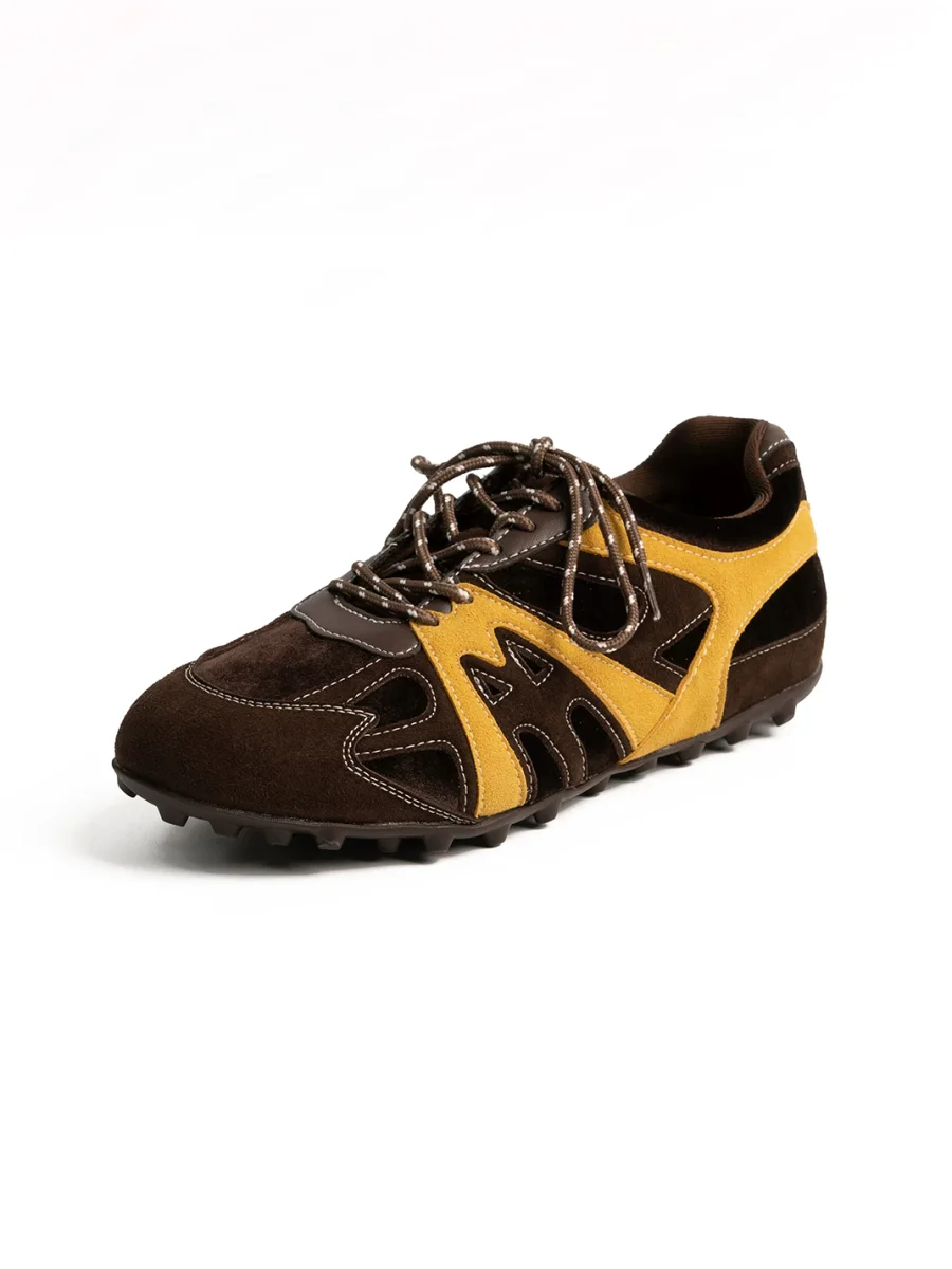 ZHUDAGE | Retro Leather Panel Sneakers - 4