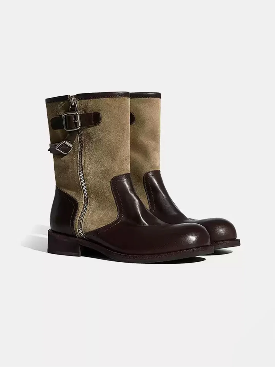 LMLStudio | Buckle Western Block Heel Boots