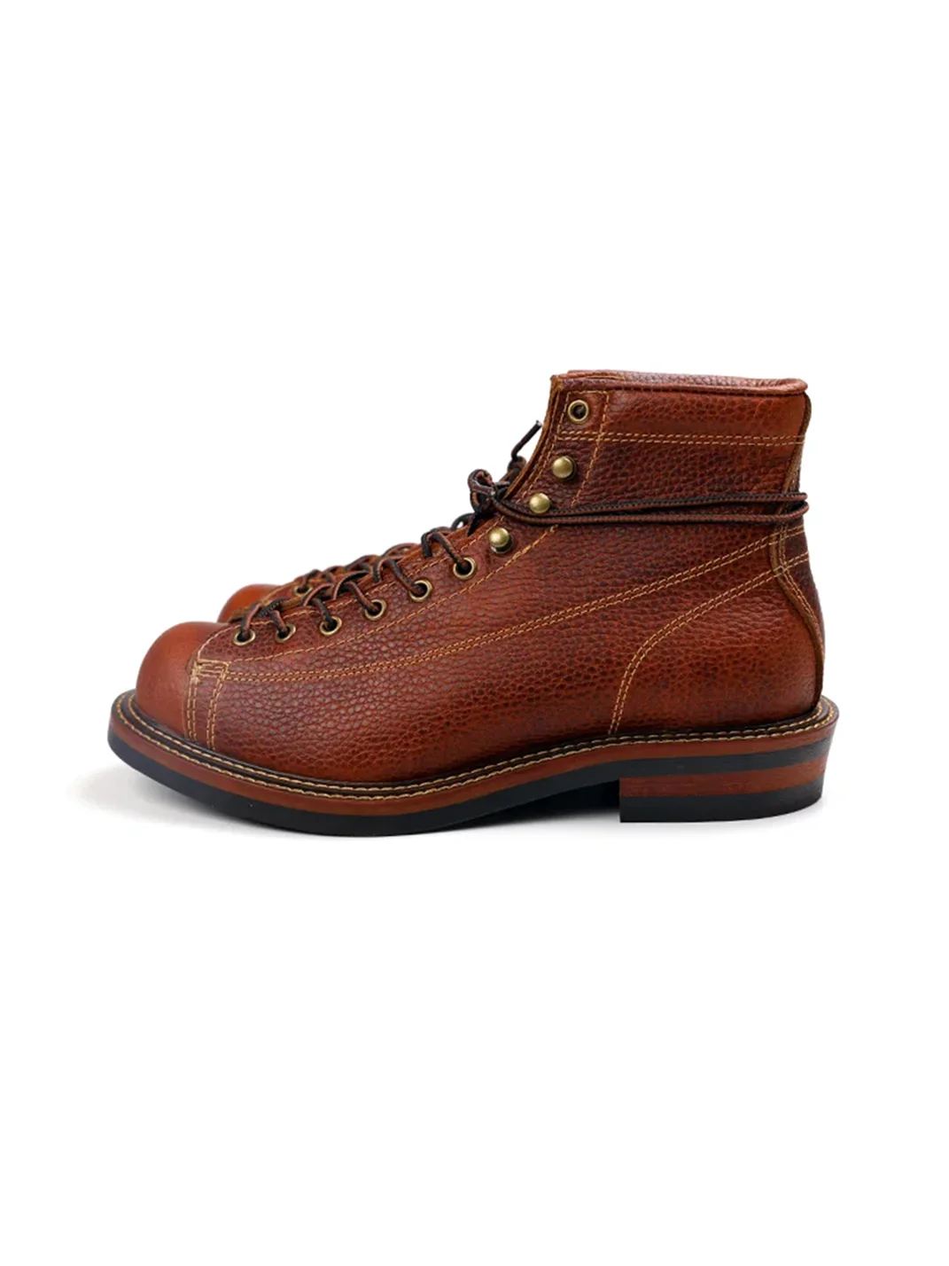 OLD BUY | Retro Colorblock Round Toe Leather Ankle Boots