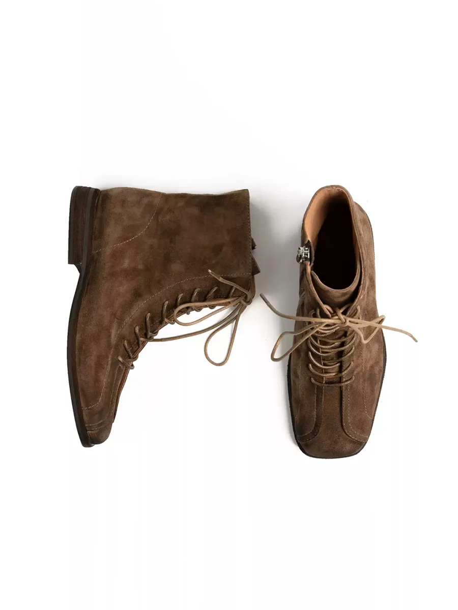 ZHUDAGE | Square-Toe Leather Ankle Boots - 4
